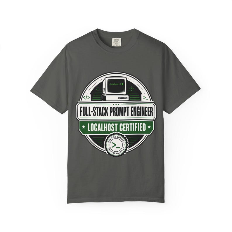 Full-Stack Prompt Engineer Professional T-Shirt | Retro Computer Abzeichen Bild 6