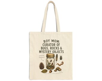 Boy Mom Curator Of Bugs Rocks Mystery Objects Tote | Funny Boy Mom Bag | Mom of Boys Gift