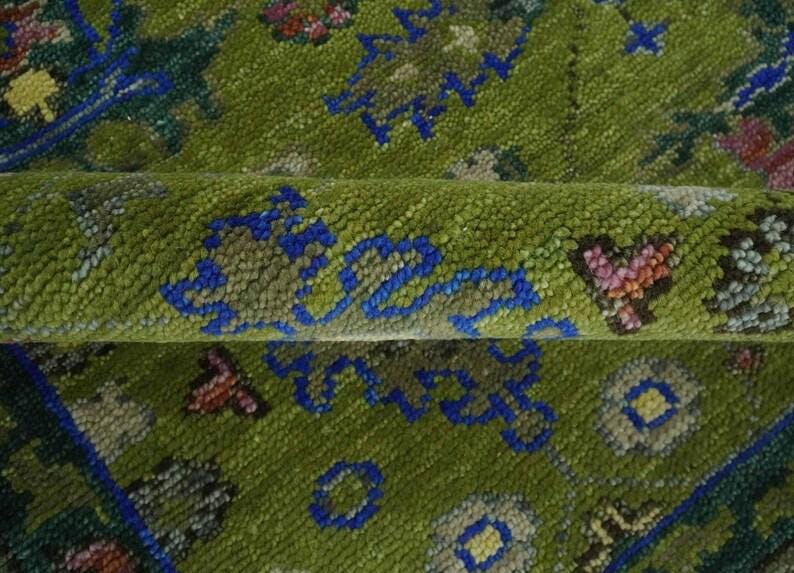 Green Solid Pattern Rug Solid Green Oushak Turkish Style Modern Oushak Hand Woven Rug Kid's ...