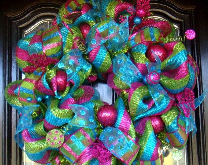 10 OFF With DISCOUNT CODE Whimsy Christmas Deco Mesh Door Etsy