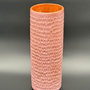 Jarron de ceramica artesanal texturizado / Florero cilindrico hecho a mano / Rustic Pottery Home Decor