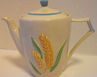 Beautiful one of a kind Extremely Rare Shawnee Pottery Wheat Patterned Covered Coffeepot