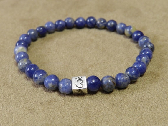 Chakra Healing Bracelet Sodalite with Silver Symbol Bead | Etsy
