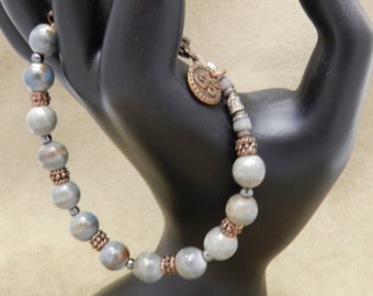 Earth Tone and Copper Bracelet, 7.25 inches