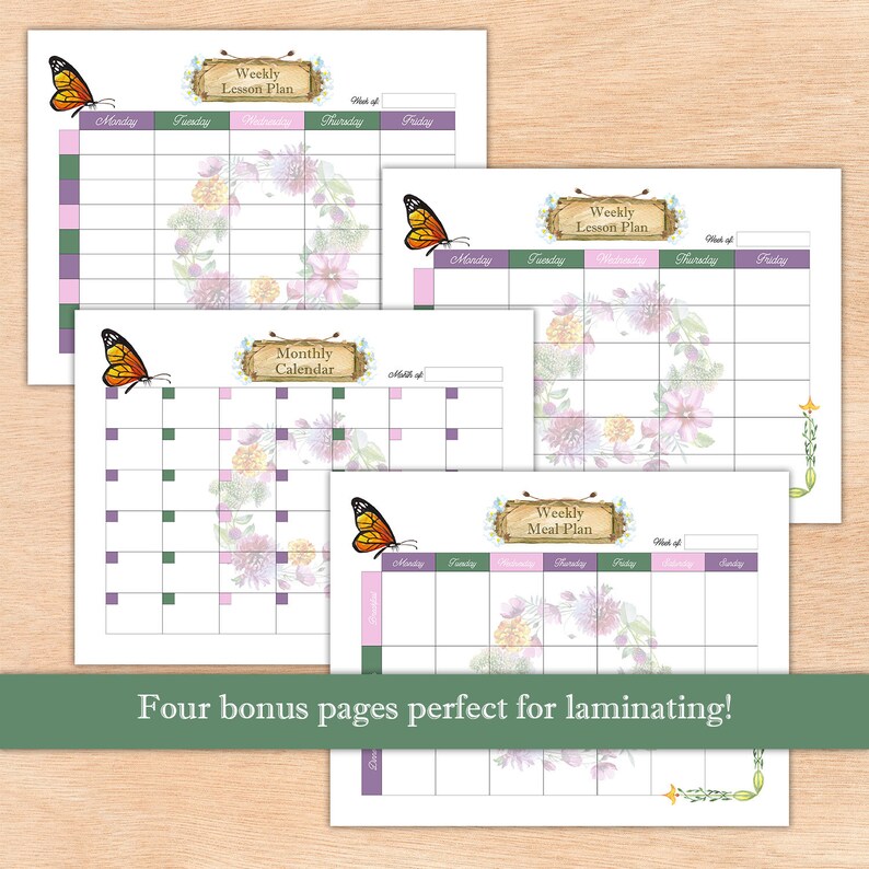 Spring Monarch Homeschool Planner printable - Etsy