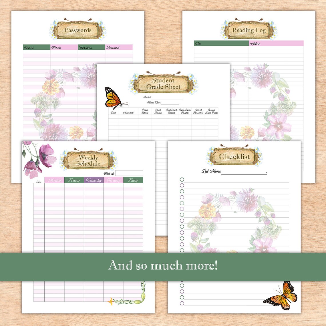 Spring Monarch Homeschool Planner printable - Etsy