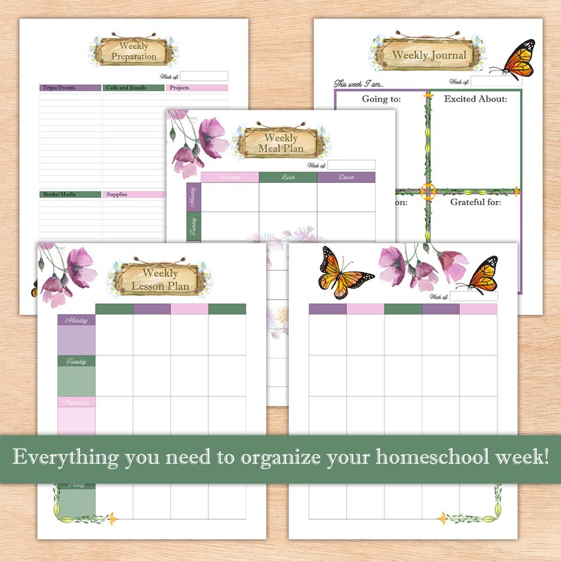 Spring Monarch Homeschool Planner printable - Etsy