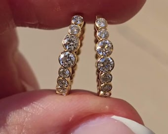 Conjunto de alianza de diamantes de laboratorio de talla redonda, exclusivo conjunto de anillos de boda de oro amarillo de 14 quilates, sencillo anillo de lujo con engaste biselado para mujer, regalo romántico.