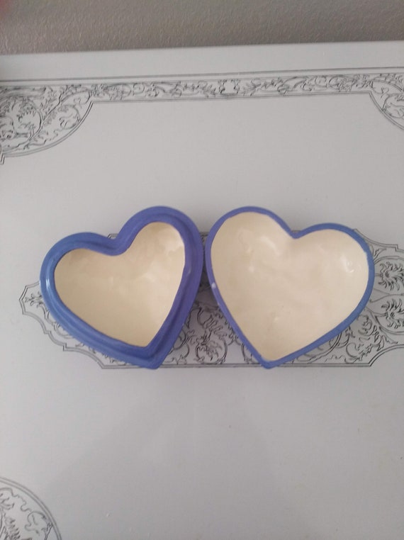 Blue and White Floral Rose Ceramic Heart Valentin… - image 5