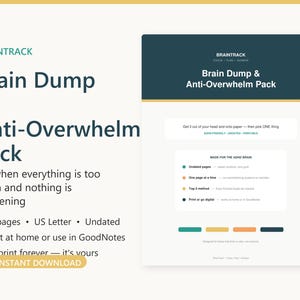 Brain Dump Printable ADHD, Overwhelm Reset Worksheet, Anxiety Declutter Your Mind, Focus Sprint Pomodoro, Dopamine Menu, Undated PDF