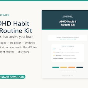 ADHD Habit Tracker Printable, 30 Day Streak Challenge, Morning Evening Routine Builder, Dopamine Menu, Undated Neurodivergent PDF GoodNotes