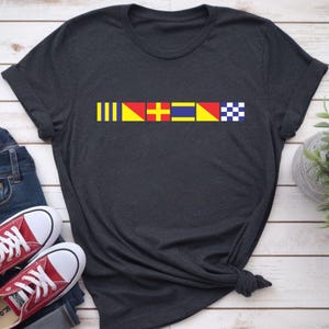 Personalized Nautical Flags T-Shirt, Custom Maritime Signal Apparel, Captain Tee