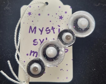 Black and white dots, resin barrette, handmade OOAK