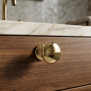 Tirador de latón macizo para armarios – Tirador de latón pulido para muebles, tirador de cajón dorado de lujo, tirador para armarios de cocina, tirador para tocador de baño.