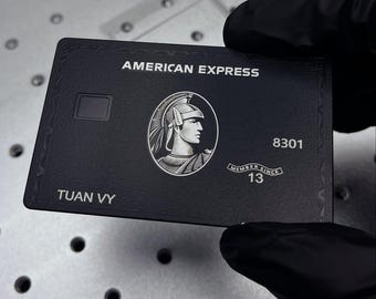 Amex Black Centurion Card Replica, Custom Metal Card, Stainless Steel Engraved Luxury Collector Gift