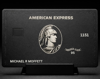 Amex zwarte replica aangepaste metalen kaart, roestvrij staal gegraveerd - Verzamelaarscadeau 2026