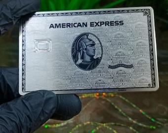 Réplica personalizada de tarjeta Amex Platinum, tarjeta de novedad grabada en acero inoxidable - Hecha a mano