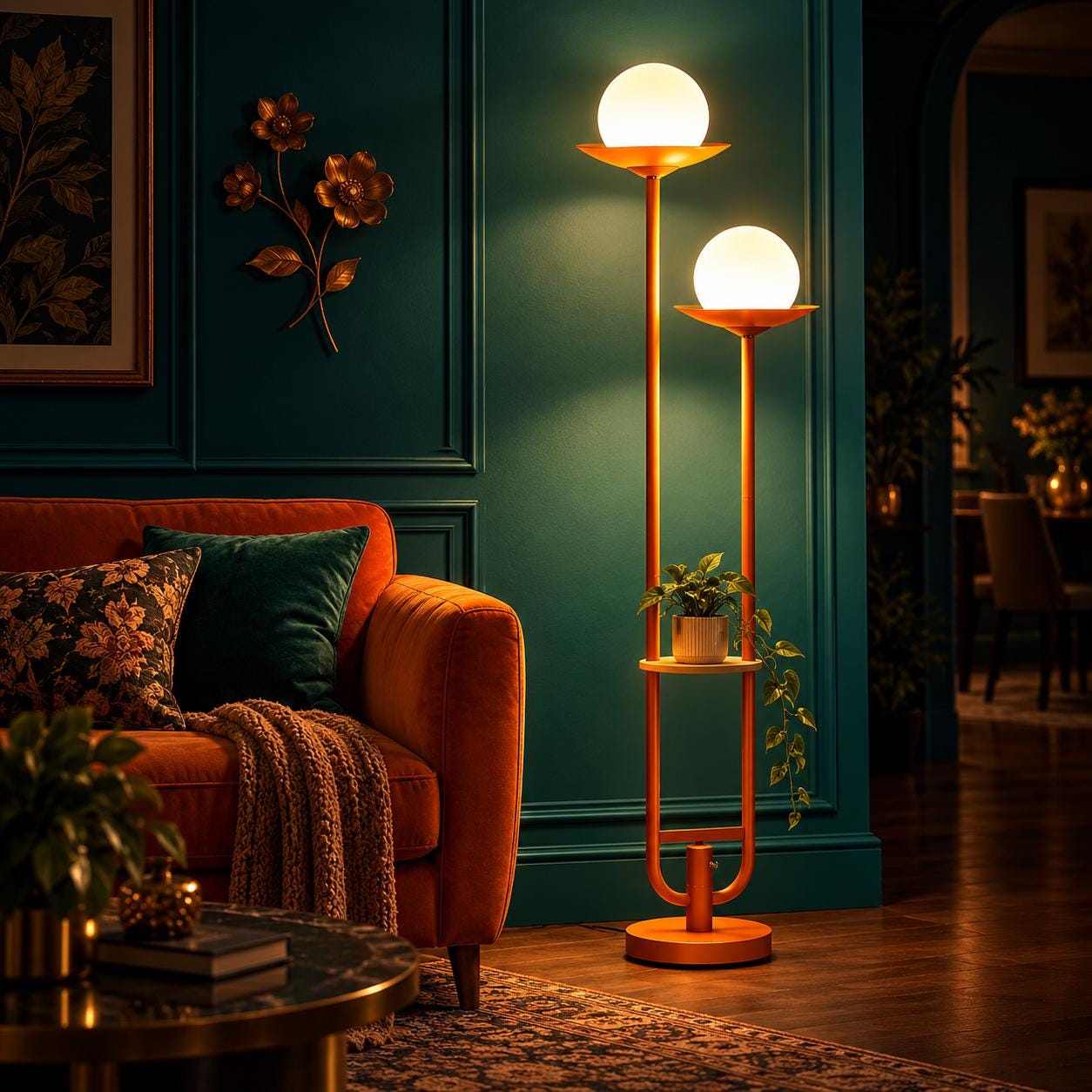 Mid Century Lamp Orange - Etsy