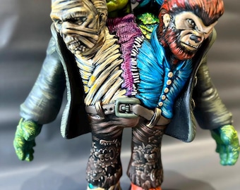 Classic Monsters — Hand-Painted Resin Sculpture | Horror Fan Art Collectible | Wolfman Frankenstein Mummy Creature | One of a Kind