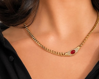 Vintage Crystal Pendant Necklace: 18K Gold Plated Chain, Multi-Color Stone Elegance