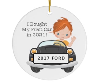 I Bought My First Car in 2024 Ornament: Personalized New Car Christmas Ornament with Car Make and Year, 2.76&quot; Ceramic Ornament