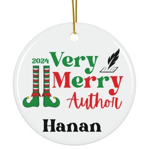 Author Gift Personalized Ornament for Author Very Merry Author, Personalized Christmas Ornament with Name and Year for Author