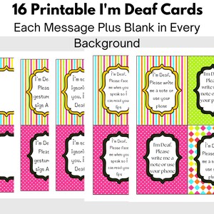 Printable Deaf Communication Cards: I #39 m Deaf Accommodation Requests Printable Deaf Communication Cards: I #39 m Deaf Accommodation Requests
