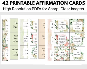 Floral Positive Affirmation Cards: Printable Set (Digital Download) Plus Bonus Formats