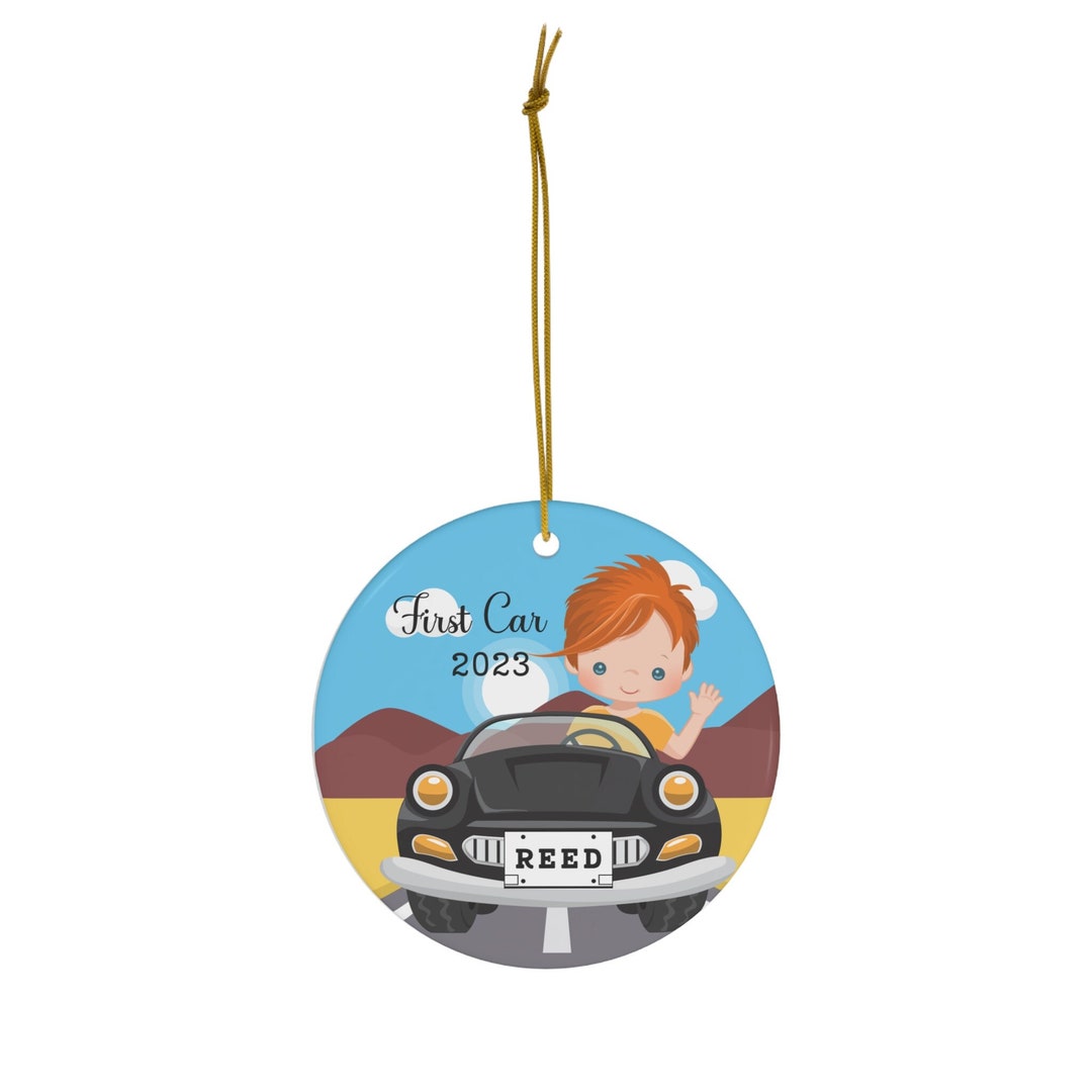 Personalized First Car Ornament Mountain Christmas Ornament With Name