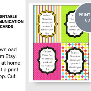 Printable Deaf Communication Cards: I #39 m Deaf Accommodation Requests Printable Deaf Communication Cards: I #39 m Deaf Accommodation Requests