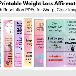 Cartes d'affirmation imprimables : cartes d'affirmation de perte de poids pour les femmes avec des cartes d'affirmation vierges pour que vous puissiez écrire les vôtres