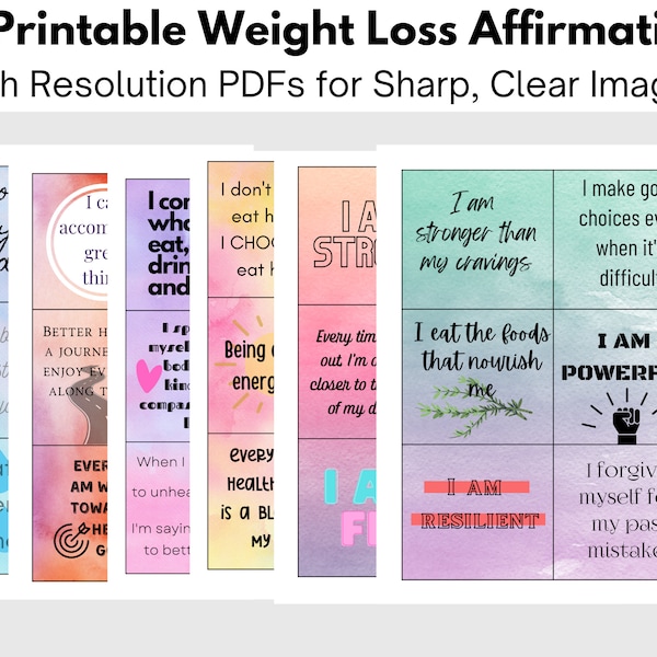 Printable Affirmation Cards: Weight Loss Affirmation Cards for Women with Blank Affirmation Cards So You Can Write Your Own