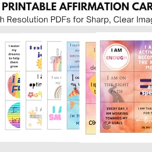 Druckbare Affirmationskarten für Frauen: Digitaler Download Regenbogen-Affirmationskarten und leere Affirmationskarten, damit Sie Ihre eigenen schreiben können