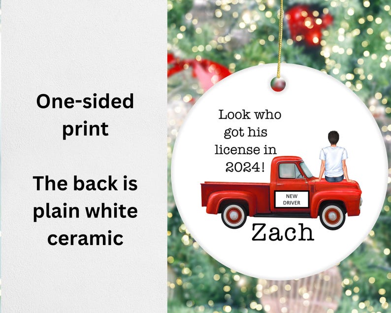 New Driver Gift Personalized Christmas Ornament for Newly Licensed Boy