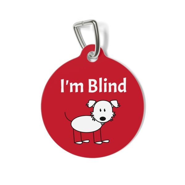 Medical Pet Tag: Metal Dog ID Tag with Blind Alert, Dark Red Blind Dog Tag, Two-Sided Personalized Cute Dog Tag for Special Needs Dog