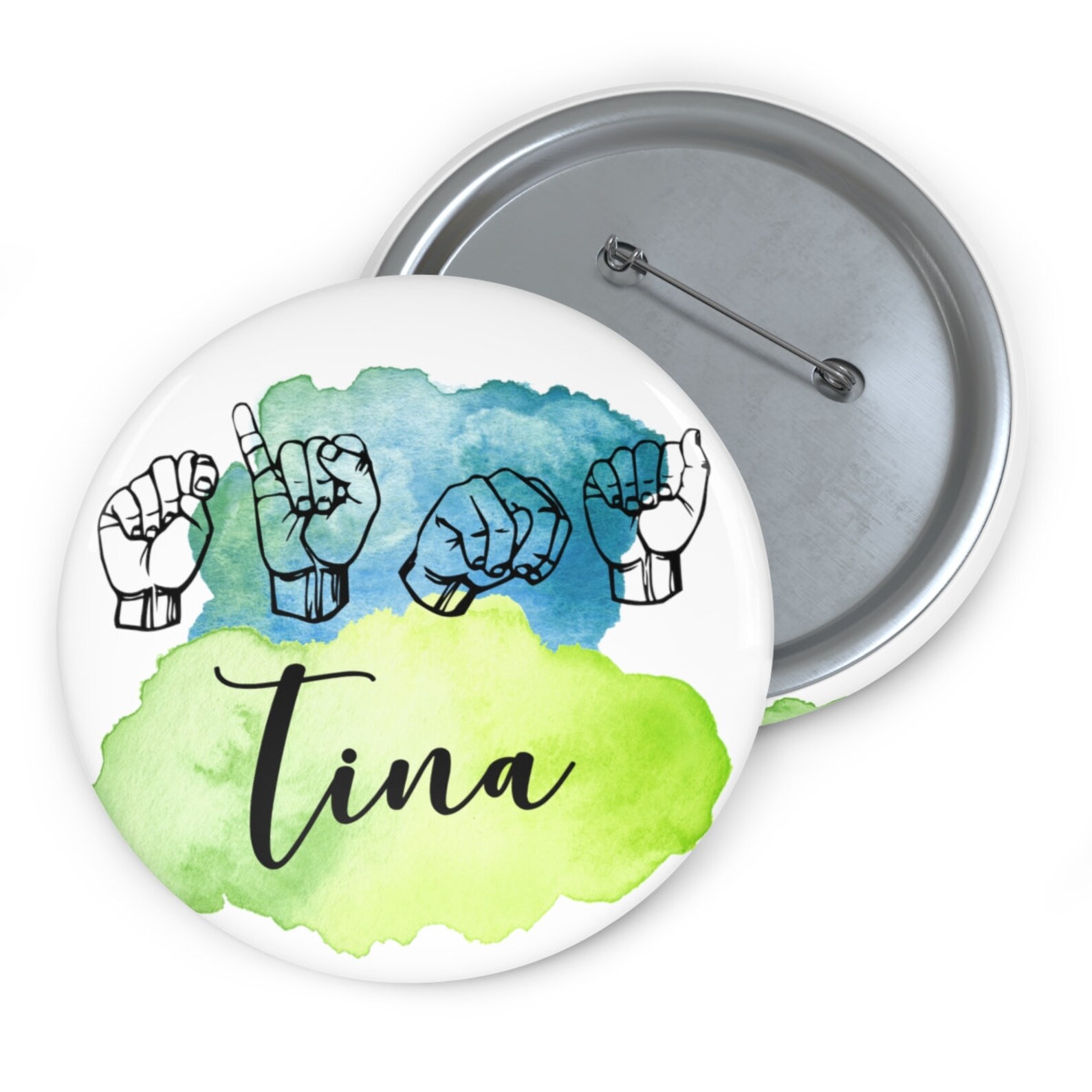 ASL Name Tag Personalized Sign Language Button With Name and Etsy