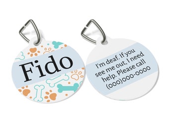 Medical Pet Tag: Personalized Dog Name Tag with Deaf Alert, 2-Sided Customized Metal Dog ID Tag with Phone Number
