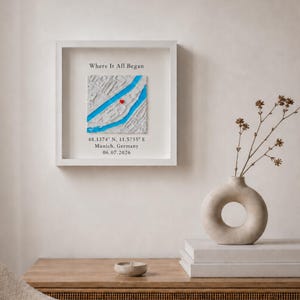 Personalisierte 3D-Stadtkarte mit Wunschtext und Koordinaten