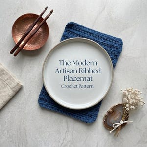 Crochet square placemat | The Modern Artisan Ribbed Placemat | Crochet placemat pattern | crochet beginner PDF