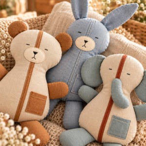 Memory Bear Sewing Pattern PDF, Bunny & Elephant Keepsake Patterns, 6 Sizes, Memory Pillow Bonus