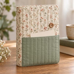 Quilted Book Sleeve Sewing Pattern PDF, 3 Sizes, Book Cover and Tablet Folio with Pockets