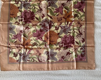 Liberty of London Silk Scarf: Vintage Floral Peony Lily Print, Made in France (26x26")