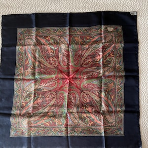 Liberty of London Silk Scarf: Vintage Navy Red Paisley (26x26)