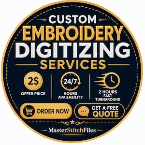 Custom Embroidery Digitizing Service | Logo Digitizing |  Embroidery File | Dst Pes JEF EMB Formats | Fast 2 Hour Delivery | StitchFiles
