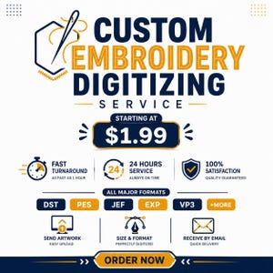 Custom Embroidery Digitizing Services | Logo to Embroidery File | Dst Pes Jef | Fast Turnaround