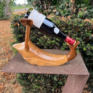 Handcrafted Wooden Wine Bottle Holder Duck | Drunken Duck Wine Rack | Wine Lover Gift | Rustic Kitchen Decor