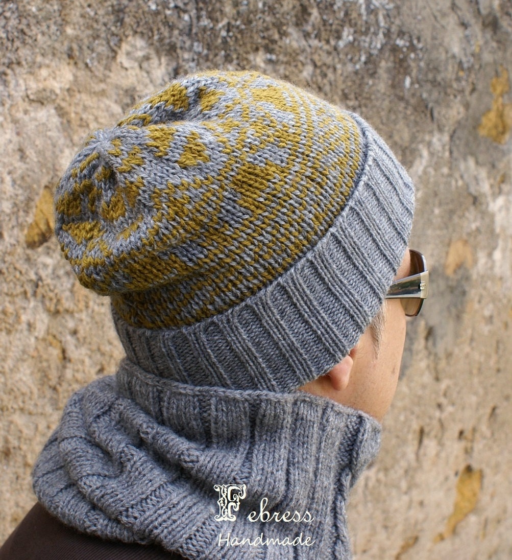 Alpaca wool Men's beanie hat hand knittedmen beanie man Etsy