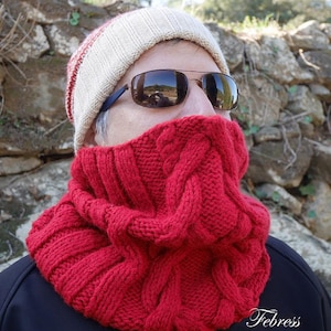 ALPACA Lana, Scaldacollo Sciarpa, uomo, Accessori invernali, rosso garofano, lavorato a mano, pronto per la spedizione