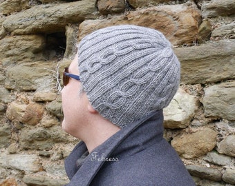 Hat for men, ALPACA Wool, men's hat, Gray, Grey, handmade, winter, hand knit, accessories men, Ready to ship