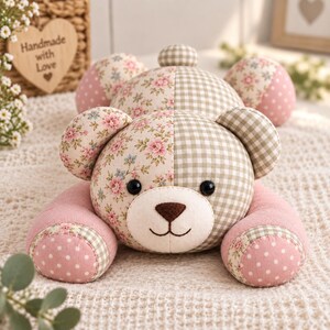 Memory Bear Sewing Pattern PDF, Patchwork Keepsake Teddy Bear Pattern, Stuffed Animal Sewing Template, Heirloom Memory Bear Tutorial image 5